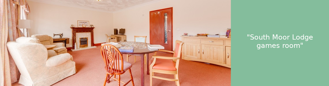 Care home activities: Games room at South Moor Lodge