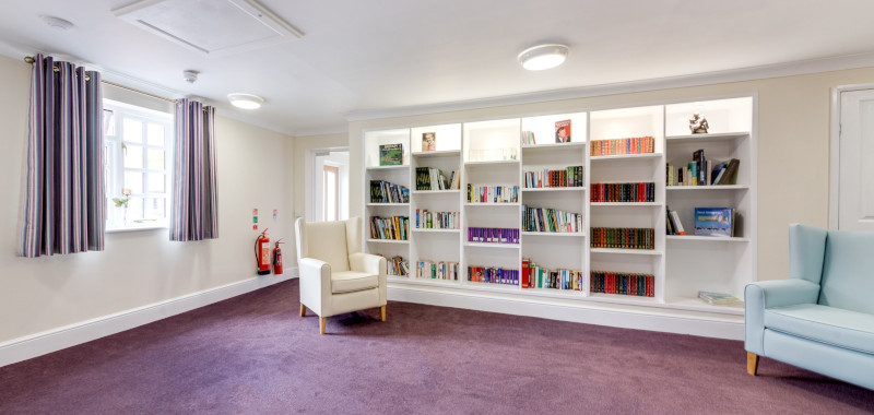 Reading room at South Moor Lodge care home